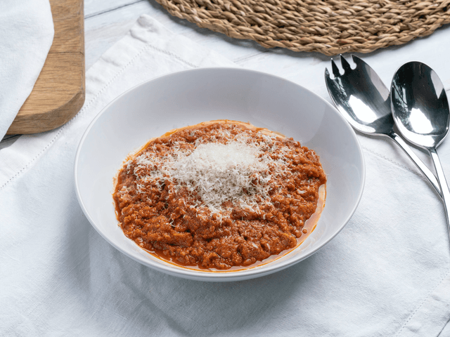 Wagyu and pancetta Bolognese with parmesan infused butter
