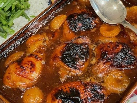 Apricot Chicken, Rice & Greens