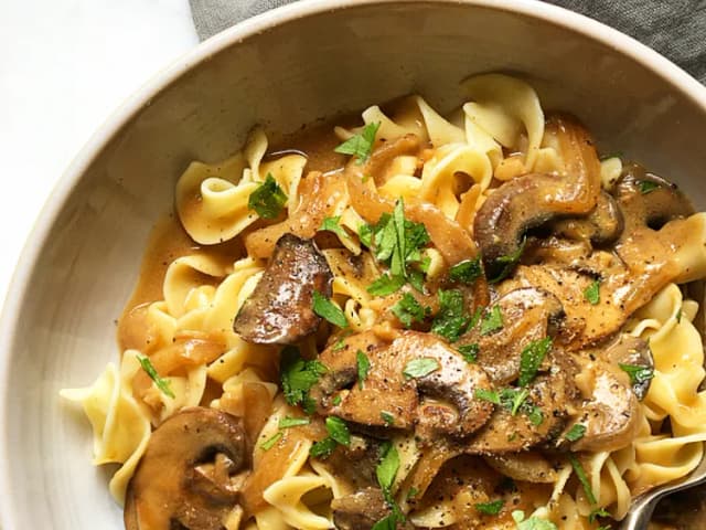 Mushroom Stroganoff with Gluten Free Pasta