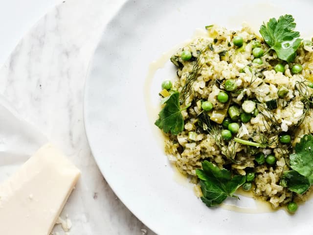 Zucchini, Asparagus & Smoked Scamorza Risotto
