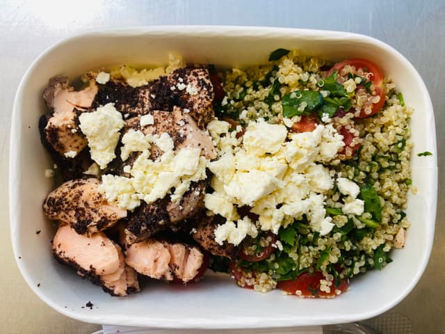 Spiced Salmon with Tomato and Feta Quinoa
