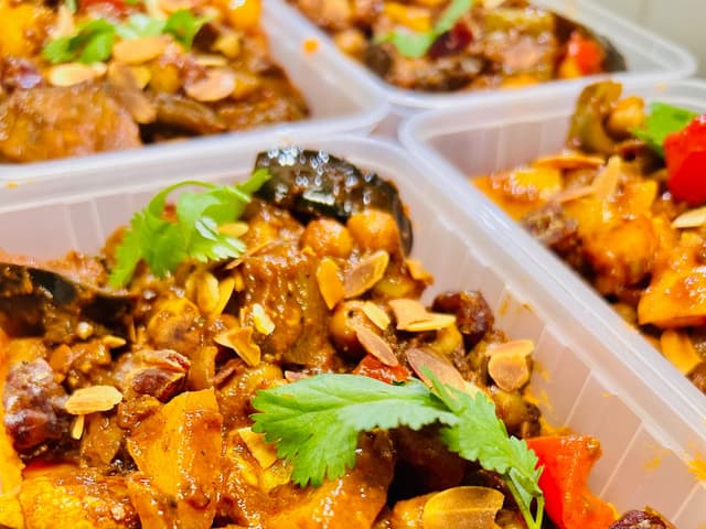 Vegan: Moroccan Spiced Eggplant with Mashed Sweet Potato