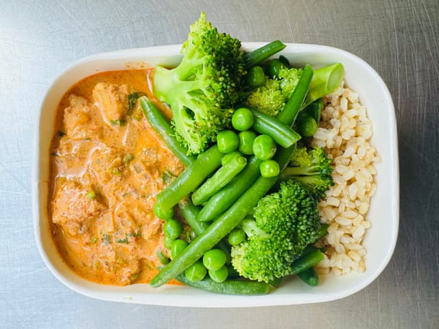 Thai Red Fish Curry, Brown Rice and Greens