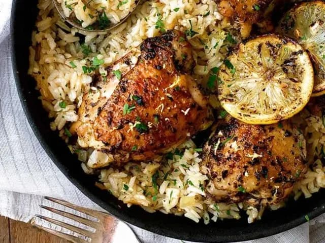 Baked Greek Chicken & Lemon Rice
