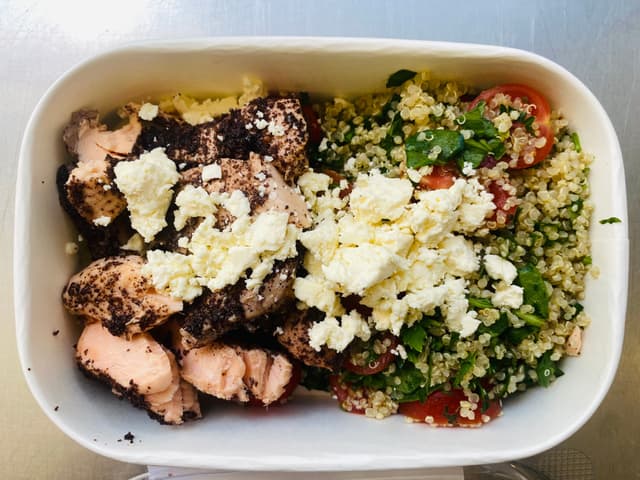 Spiced Salmon with Tomato and Feta Quinoa