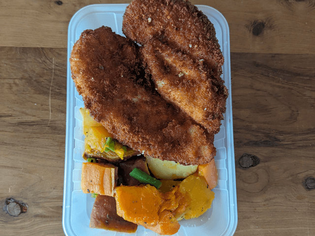 Chicken Schnitzel w. Roasted Vegetable Medley