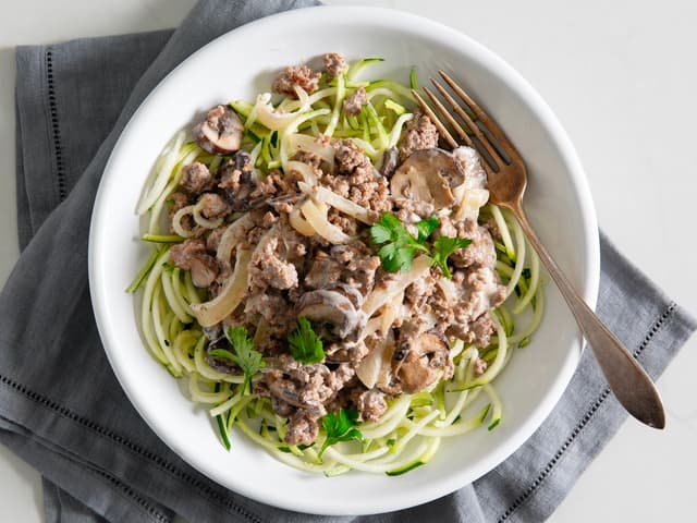 Beef Stroganoff on Zucchini Noodles
