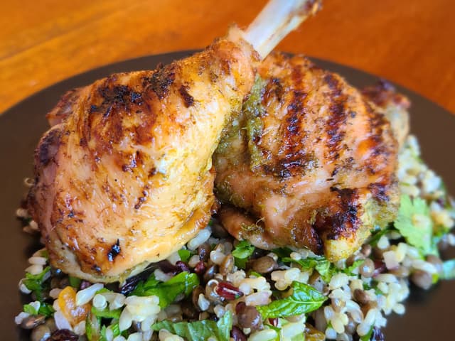 Grilled Chermoula Chicken w Middle Eastern(ish) Grain Salad