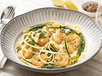 Garlic Prawns with Vegetable Pasta