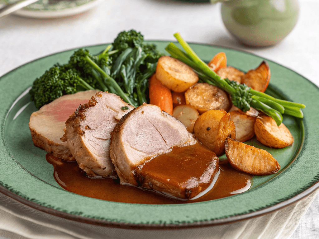 Roast Pork with vegetables and gravy