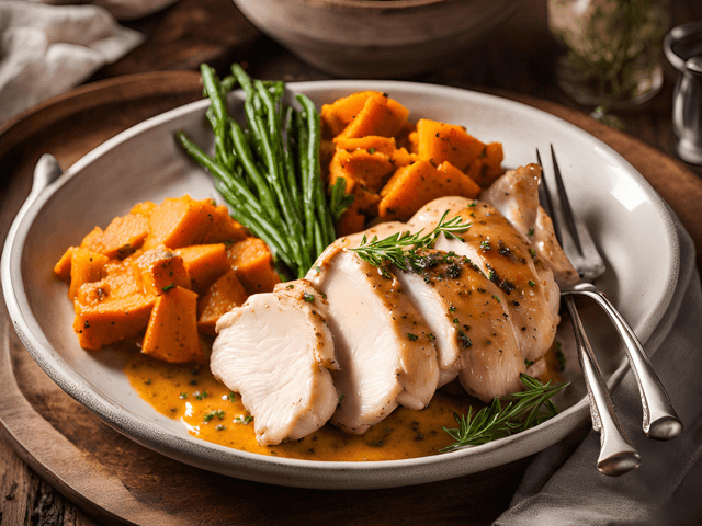 Herbed Roast Chicken with Mashed Sweet Potatoes