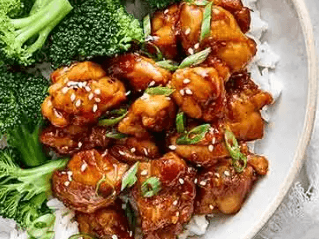 Teriyaki Chicken with Rice, Beans and Broccoli