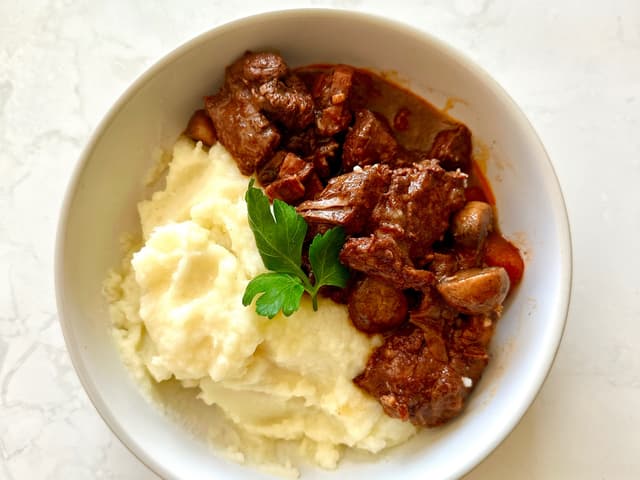 Braised Beef with Roast Veg