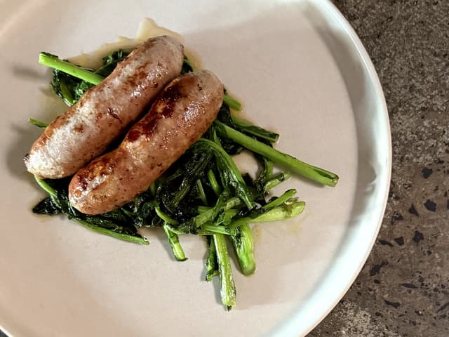 PORK & FENNEL SAUSAGES WITH RAPA AND MASH POTATO