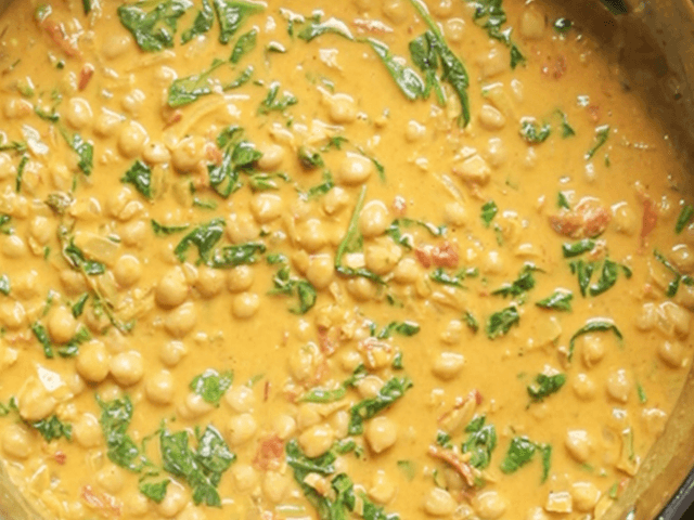 Velvety Coconut, Chickpea, Tomato, and Spinach Curry