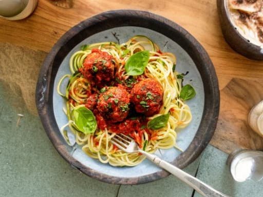 Turkey Meatballs on Vegetable Pasta