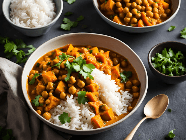 Sweet Potato and Chickpea Curry with Rice