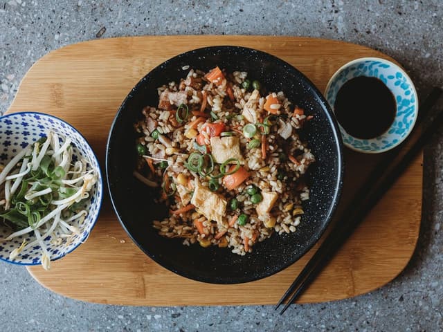 Fried Rice & Honey Soy Wings