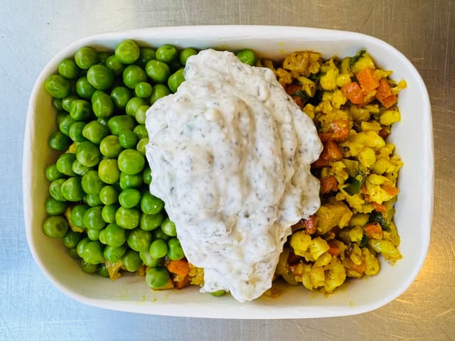 Curried Cauliflower Rice with Coconut Tzatziki