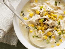 Creamy Chicken & Corn Soup w Crusty Roll