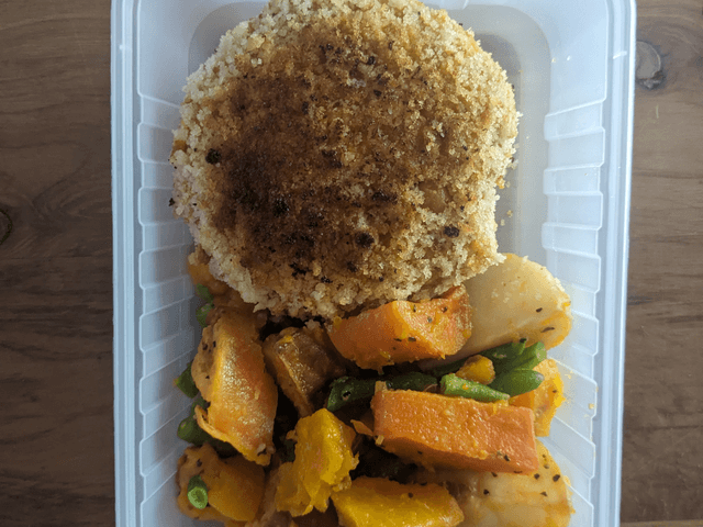 Curried Pumpkin & Chickpea Patty w. Roasted Vegetable Medley