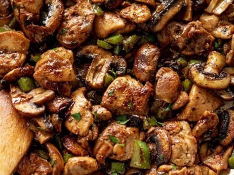 Chicken with mushroom gravy with mash