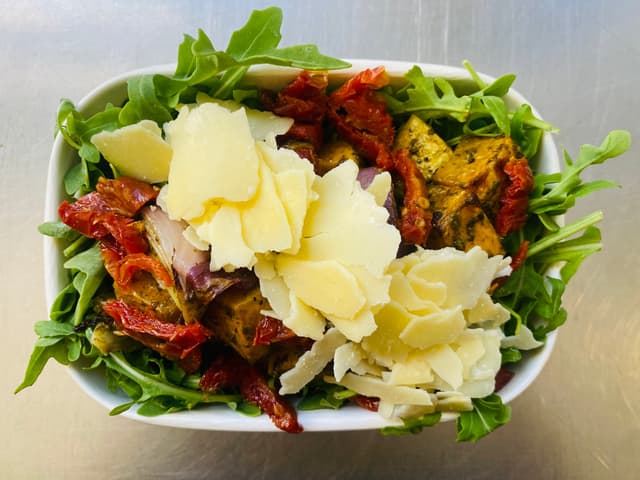 Roasted Pesto Pumpkin with Parmesan Rocket Salad