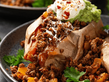 Jacket Sweet Potato with Turkey Chili Con Carne