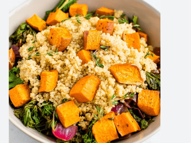 Quinoa & Sweet Potato Salad with Grilled Chicken