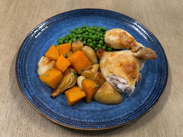 Roast Chicken and Veggies with a creamy tarragon sauce