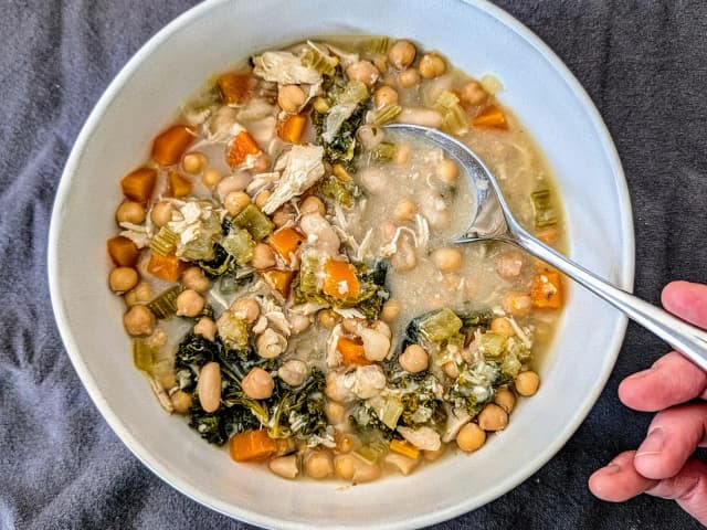 Chicken & White Bean Soup with Garlic, Kale & Lemon
