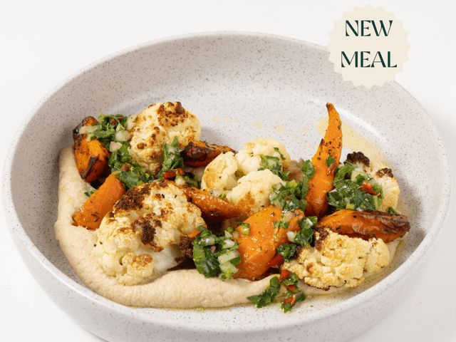 Roast Carrots with Cauliflower Puree