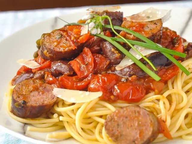 Italian Pork Sausage Puttanesca Pasta Sauce  Gluten-Free | Dairy-Free