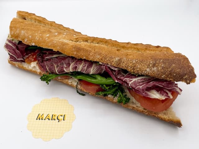 Smoked Tomato, Charred Broccolini, Ricotta, Radicchio Baguette