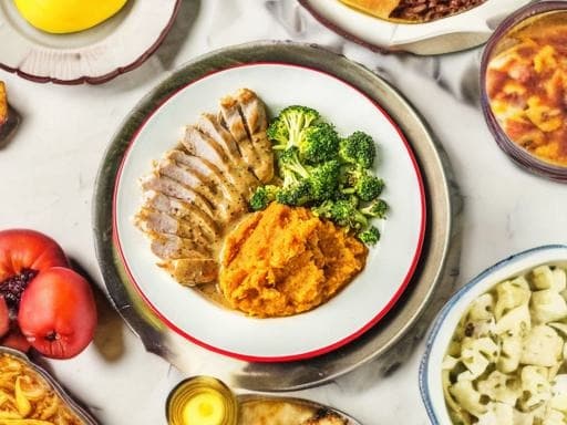 Chicken with Sweet Potato Mash & Vegetables