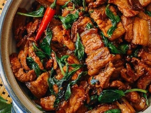 Thai Basil and Pork Belly Stir Fry
