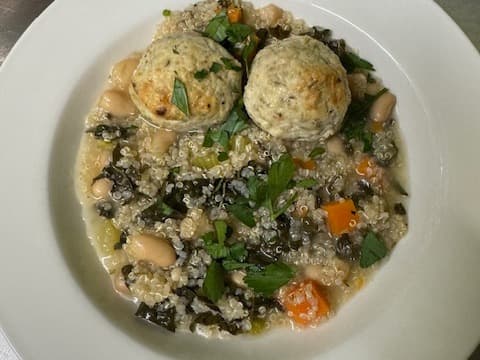 Lemon & Quinoa Stew w/Chicken Dumplings & Cavalo Nero