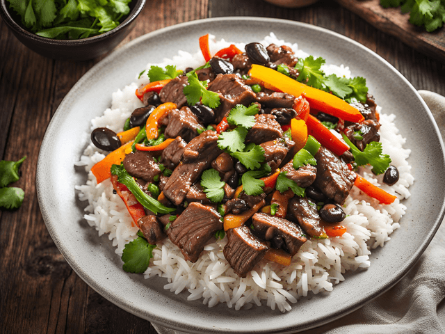 Beef and Black Bean Stir-Fry with Rice