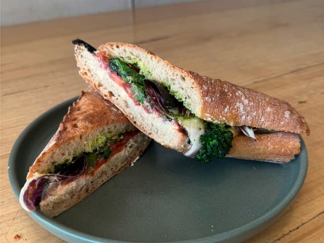 Smoked Tomato, Charred Broccolini, Ricotta, Radicchio Baguette
