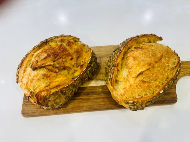 Pumpkin, Chives and Cheese Mini Sourdough