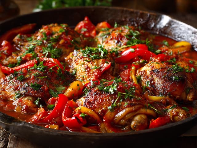 Chicken Cacciatore with Herbed Risoni and Green Beans