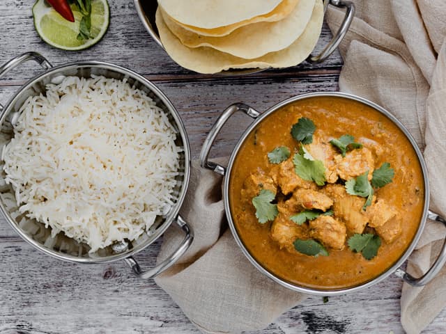 Butter Chicken with Spinach, Broccoli and Jasmine Rice