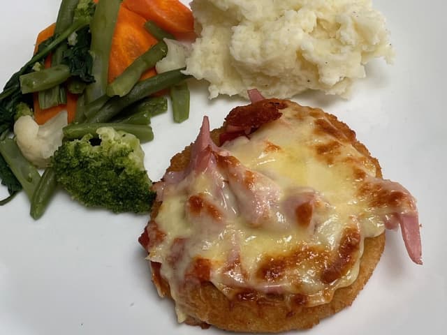 Chicken Parmi with Mash & Veg