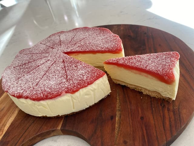 White Chocolate Bavarois with Strawberry glaze