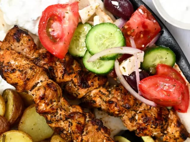 Greek Grilled Souvlaki Chicken with Tzatziki