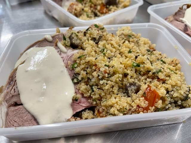 Roast Lamb & Quinoa w/Eggplant & Tahini Drizzle