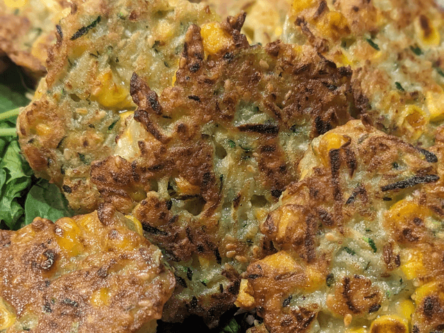 Zucchini & Sweet Corn Fritters | GF - DF - Vegan - Halal - LoFo
