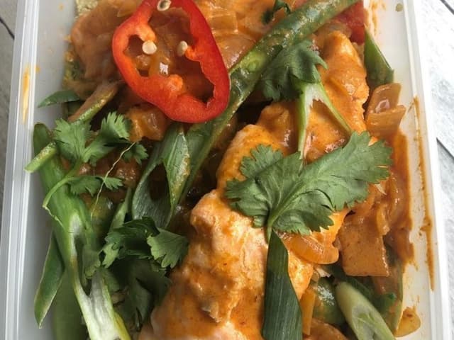 Salmon wThai Red Curry & Quinoa