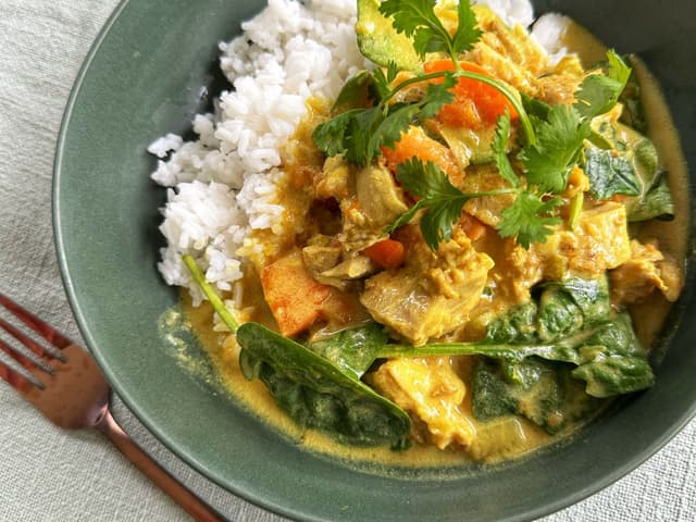 Turmeric Chicken and Vegetable Stew w/ Rice