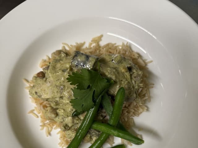 Chicken & Eggplant Curry w/Chickpea, Brown Rice & Beans